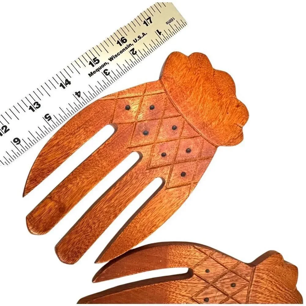Kamani Woods Hand Carved  Hand salad servers